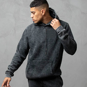 Sudadera con capucha personalizada de alto gramaje, con lavado pesado y efecto desgastado, al por mayor, con hombros caídos, estilo vintage y lavado ácido - Product Image 5