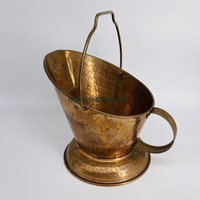 Meilleure vente seau à charbon en métal avec ombre antique en cuivre seau de stockage de charbon avec poignée de tige foyers accessoires articles fournitures