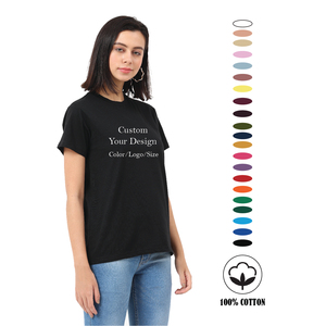 เสื้อยืดคอกลมสำหรับผู้หญิงผ้าคอตตอนพิมพ์ลายพัฟผ้าฝ้าย100% สีดำ160gsm 180gsm เป็นมิตรกับสิ่งแวดล้อม - Product Image 1