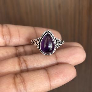 Anillo de Amatista Bohemio Hecho a Mano al por Mayor, con Forma de Pera y Baño de Oro Rosa 925, Joyería Ecológica y de Moda - Product Image 2