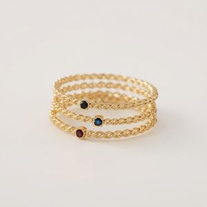 Bague empilable en or massif 10 carats plaqué rhodium avec pierres précieuses pour femmes |   Tendance pour les bijoux fins certifiés pour les fêtes de mariage en Thaïlande - Product Image 2