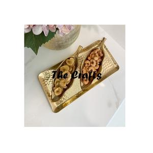 Plateau de service pour thé et café au design admirable en aluminium couleur or, plateau de service pour collations, best-seller - Product Image 4