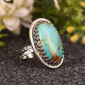 Kingman Turquoise Statement Sterling <b>Silver</b> <b>Ring</b>, <b>Boho</b> Gemstone Jewelry, Handmade Turquoise <b>Ring</b>, Southwestern - Product Image 6