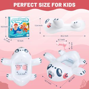 Top Quality Shark Kids Pool Float <b>Inflatable</b> with Water Gun Ride On Swimming Float for Ages 3-10 Lake Beach Pool Party Water - Product Image 4
