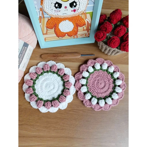 Posavasos de Ganchillo de Lana Hecho a Mano con Diseño de Rosa y Campanilla, Manta de Diseño Clásico Reutilizable de 5 mm de Grosor, Regalo para el Día de la Madre, Da Nang - Product Image 5