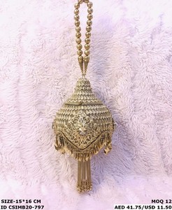 Pochette de soirée en métal fait à la main pour dames Pochette de mariée en pierre et sac à main de fête avec motif unique - Product Image 4