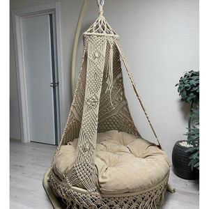 Hermosa Silla Colgante de Macramé, Silla Columpio para Jardín, Muebles para Exteriores - Product Image 1