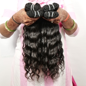 Extensiones de cabello humano natural Remy cutícula alineada ondulada suelta onda profunda 100% templo indio sin procesar - Product Image 4
