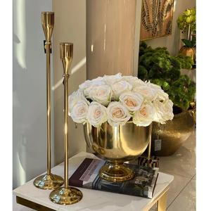 เชิงเทียนทองเหลืองโบราณสำหรับตกแต่งบนโต๊ะสีทองเงางามสำหรับห้องนั่งเล่น - Product Image 3