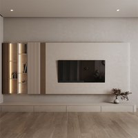 Mueble de TV Flotante Personalizado OEM/ODM con Luz LED, Mueble Multimedia Moderno y Minimalista para Sala de Estar