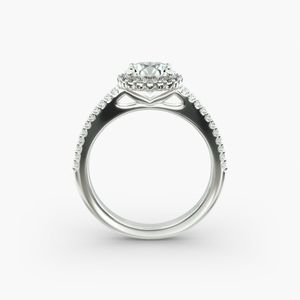 แหวนหมั้นเพชรโมอิสซาไนต์ทรงรัศมีสแตนเลสสตีลสุดหรู - แหวนทันสมัยสง่างามและหรูหราสำหรับใช้ในชีวิตประจำวัน - Product Image 5