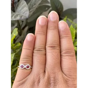 925 <b>Silver</b> Natural Ruby <b>Statement</b> <b>Ring</b> 24K Gold Plated Boho Style Romantic Everyday Wear Gemstone <b>Ring</b> - Product Image 3