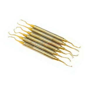 6 uds curetas dentales básicas Gracey mango hueco chapado en oro curetas Gracey de alta calidad instrumentos médicos de acero inoxidable - Product Image 6