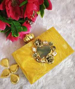 Pochette de créateur personnalisée en résine Fini Rhinestone Lady Vintage Sac à main pour mariage Partyware Anniversaire Soirée Pochette - Product Image 1