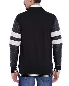 Veste universitaire sur mesure pour homme, coupe ajustée, noire, en laine véritable, manches raglan, à capuche, style letterman, emballage individuel, qualité supérieure - Product Image 4