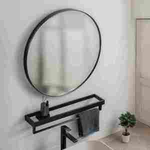 Espejo de pared con revestimiento de polvo negro de hierro de diseño clásico con la mejor calidad y apariencia Espejo de pared de metal indio - Product Image 5