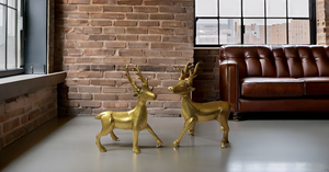 Elegante escultura de ciervo dorado de lujo, decoración abstracta de Metal para el hogar, soporte de Feng Shui inspirado en la naturaleza, adorno de latón hecho a mano moderno - Product Image 6