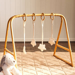 Gymnases de jeu pour bébés en gros, en bois de rotin naturel, tapis de jeu simple pour bébé, aire de jeu pour bébés nouveau-nés - Product Image 5