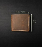 Dompet Kulit Asli Vintage Lipat Pendek Portabel Desain Kustom DIY Transfer Panas untuk Pria LBW-0047