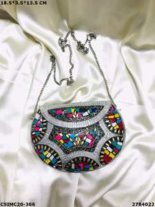 Pochette mosaïque métallique de soirée design faite à la main sac à bandoulière sac à main de fête pour dames avec motif de boîte accessoire de soirée de luxe - Product Image 3
