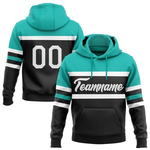 Directo de la industria al por mayor 3D bordado personalizado cosido negro verde azulado deportes pulóver Sudadera con capucha - Product Image 6