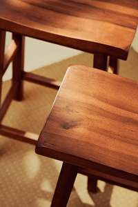 Taburete de bar de madera de nogal marrón de 63 cm, taburete alto moderno para cocina, silla de comedor. - Product Image 2