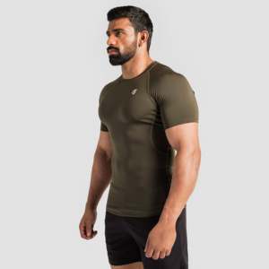 Camiseta de Compresión de Manga Corta GA Olive Knitted - Product Image 1