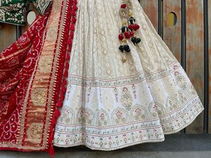 Designer Collection Broderie à Paillettes Lourdes Georgette Lehenga Choli Ensemble Traditionnel Indien Pakistanais Mariage Fête - Product Image 2