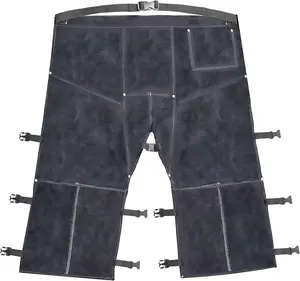 Custom <b>Leather</b> Welding Pants <b>Chaps</b> Heat Flame Resistant Split Cowhide Safety Leg Protection Workwear for <b>Men</b> Industrial PPE OEM - Product Image 4