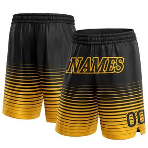 Industrie Direct Engro Sportswear Basketball Shorts Personnalisé Noir Or Pinstripe Fade Fashion Authentique Basketball Shorts - Product Image 1