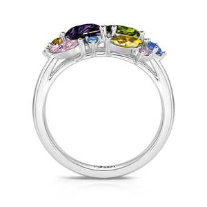 Bague Jeulia Gorgeous Soul avec grappe de pierres précieuses multicolores incrustées, plaquée or sur argent sterling - Product Image 2