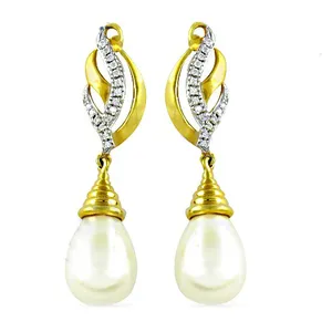 Women's Elegant <b>Gold</b> Plating Pearl <b>Drop</b> <b>Earrings</b> Perfect Jewelry Gift - Product Image 1
