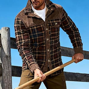 Chemise-veste en flanelle à carreaux doublée en sherpa pour homme avec fermeture à boutons-pression, veste d'hiver chaude, doublure en polaire épaisse et douce, décontractée - Product Image 5