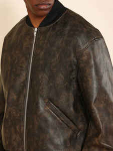 OEM Hombres Cuello de piel de oveja de imitación de cuero de la chaqueta de Bombardero - Product Image 5