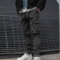 Pantalon cargo décontracté gris pour hommes et femmes, 6 poches, confortable, en toile infroissable, coton teint uni, design personnalisé
