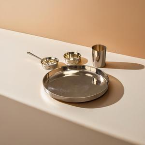 Ensemble Kansa Thaali avec finition artisanale Ensemble de plaques indiennes traditionnelles en alliage de métal Bell - Product Image 2