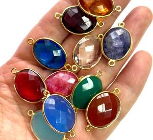 Impressionnant arrivée 15x20mm environ Quartz solaire forme fantaisie ensemble électrolytique Double connecteur Bali connecteur plaqué or argent 925 - Product Image 4