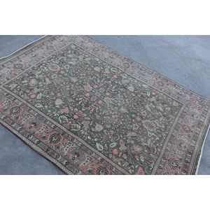 Alfombra Turca Vintage de 5.3x7.2 pies, Alfombra de Lana Verde Camuflaje - Product Image 4