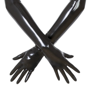 ถุงมือยาวโอเปร่าสีดำ PU แบบเรียบ ไม่บุซับใน สำหรับใส่ลำลองในฤดูหนาว - Product Image 4