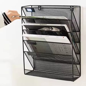 Supports de fichiers en métal plaqué cuivre porte-fichiers muraux suspendus en fil organisateur de dossiers de documents supports de magazines de littérature - Product Image 3