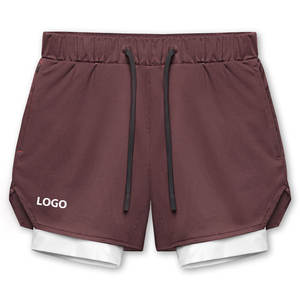 Shorts double couche pour hommes conçus pour les mouvements actifs, maintien de la forme intérieure et structure extérieure réactive pendant l'entraînement en salle de sport - Product Image 3