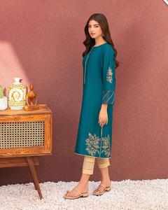 La mejor calidad pakistaní indio Shalwar Kameez colección bordado frente trabajo hecho a mano espalda bordado PUNJABI VESTIDO COLOR AZUL - Product Image 2