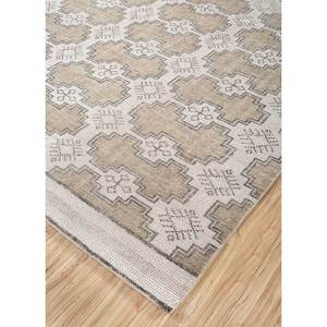 Erbe AKWL-1535 Ivory Hand Knotted Wool Rug 9x12 Rectangle with Geometric Pattern for Home Living Room or <b>Hallway</b> Decorations - Product Image 2