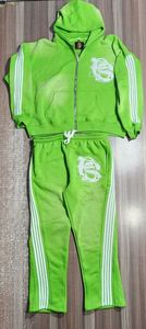 Chándales de lana de alta calidad para hombres Deportes Atléticos Cremallera Sudadera con capucha Jogging Pantalones Oversize Dos piezas Ropa deportiva Chándal Hombres - Product Image 3