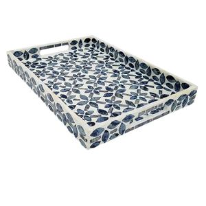 Plateau de service décoratif rectangulaire en bois de concepteur de finition en émail Plateau de service décoratif de style moderne pour pâtes et desserts - Product Image 3