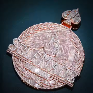 Designer Hip Hop Bespoke Rose <b>Gold</b> & Yellow <b>Gold</b> Pendant 123,4 Inches Lab Grown Diamonds Wedding Party Jewelry <b>Necklace</b> <b>Men</b> - Product Image 6