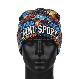 Gorro de gorro de moda para mujer, gorro de poliéster GSM Premium, tejido elástico, estampado multicolor vibrante, logotipo personalizado, gorros de Jacquard en relieve - Product Image 1
