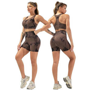 Soutien-gorge de sport Leggings Gym Yoga Set Résistant à l'eau Active Wear Fitness Clothing Solid Ribbed 2-Piece Set Sportswear for Workout - Product Image 3