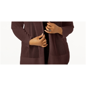 Cardigan Leggero da Donna Alfani con Cuciture Miste, Marrone, Taglia 0X, Stagione Autunnale, Design Stampato in Cashmere e Lana - Product Image 3