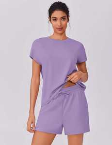 2025 femmes été col rond pour salon ensemble à la mode personnalisé décontracté voyage tenues poches 2 pièces ensembles correspondant Shorts - Product Image 1